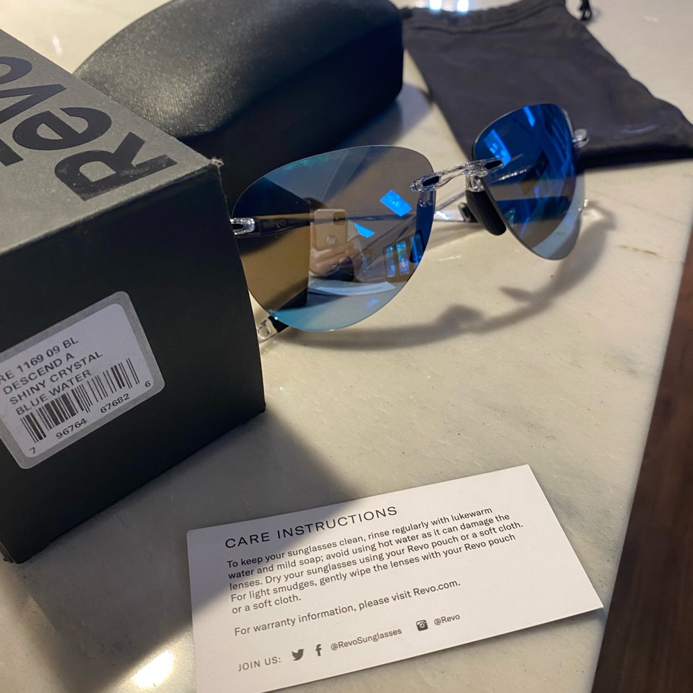 Revo NWT Descend A Blue Water Lens/ Crystal Clear sports boating beach frame